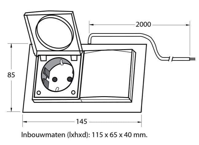 Doeco Fronti inbouw stopcontact rvs - Keukenrepareren.nl