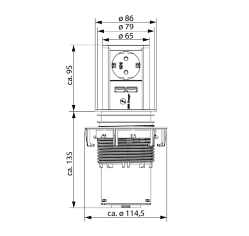 Elevator stopcontact met usb - Keukenrepareren.nl