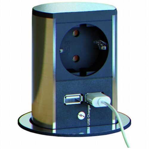 Elevator stopcontact rvs/zwart - Met USB lader.