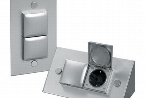 Energie-hoekzuil 2ST stopcontact RVS