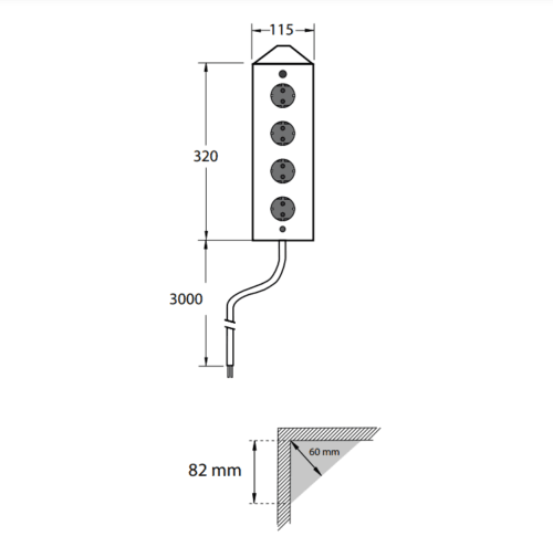 Energie-hoekzuil 4ST Stopcontact RVS - Repareren.nl