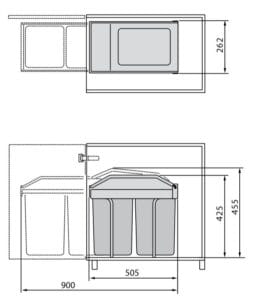 Hailo Tandem 1 - Uittrek 30 liter Grijs -Zilver.