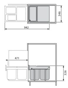 Hailo Tandem-RB - Volledig uittrekbaar 36 liter Donkergrijs.
