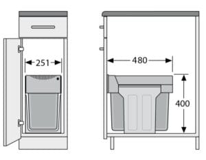 Hailo Tandem - Volledig uittrekbaar 30 liter Grijs-Zilver