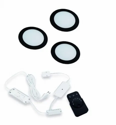 Hera-FR-68-Dynamic-led-sets-zwart-24-V-set-van-3-1 HERA LED Dynamic FR-68 – Set van 3 Luxe Dimbare LED Inbouwspots met Afstandsbediening