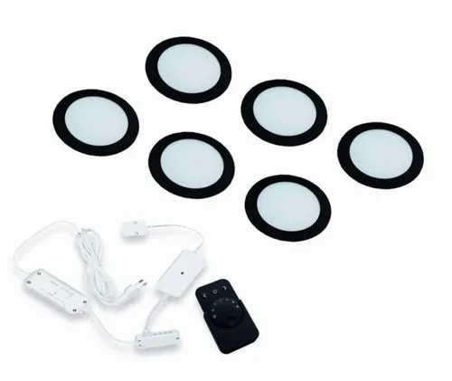 HERA LED Dynamic FR-68 – Set van 6 Luxe Dimbare LED Inbouwspots met Afstandsbediening
