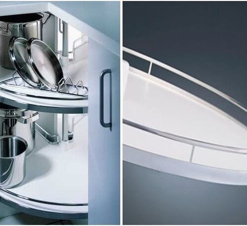 Kessebohmer REVO90 carrouselkast beslag compleet zilver-wit Kessebohmer REVO90 carrouselkast beslag compleet zilver-wit