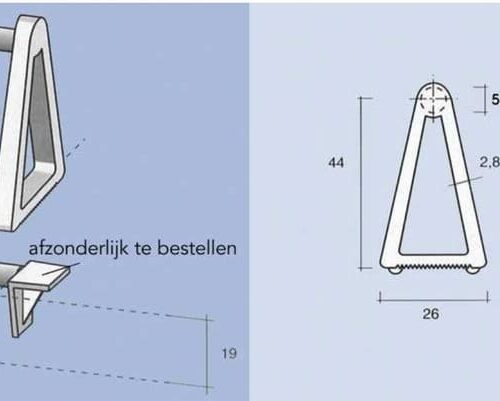 Schap kantelborging wit 5mm