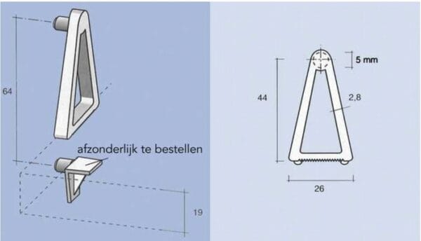 Schap kantelborging wit 5mm