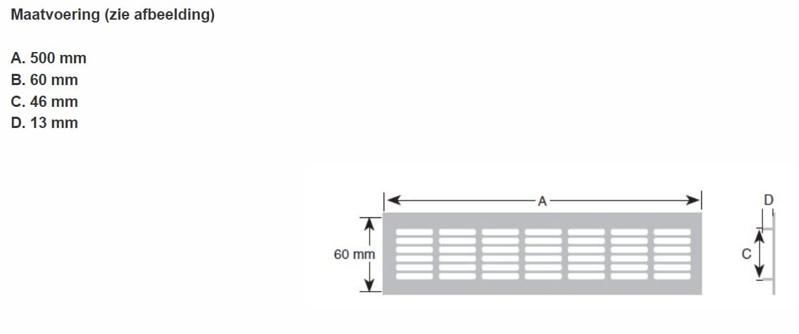 Alu Luchtrooster 50 cm x 6 cm-maat-keukenrepareren.nl