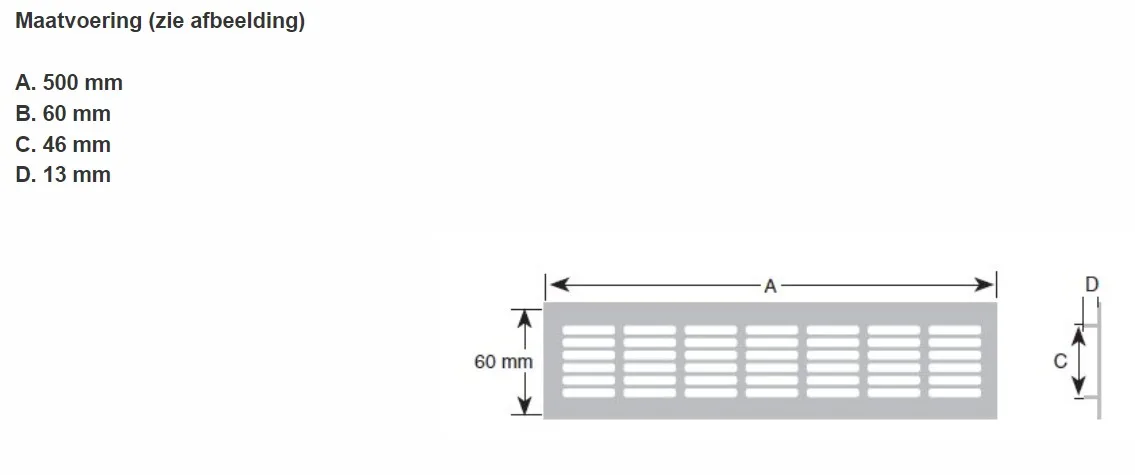 Alu Luchtrooster 50 cm x 6 cm-maat-keukenrepareren.nl