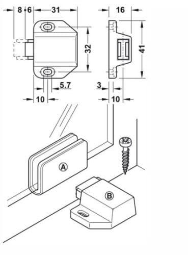 magneet druksluiting glasdeur - keukenrepareren.nl
